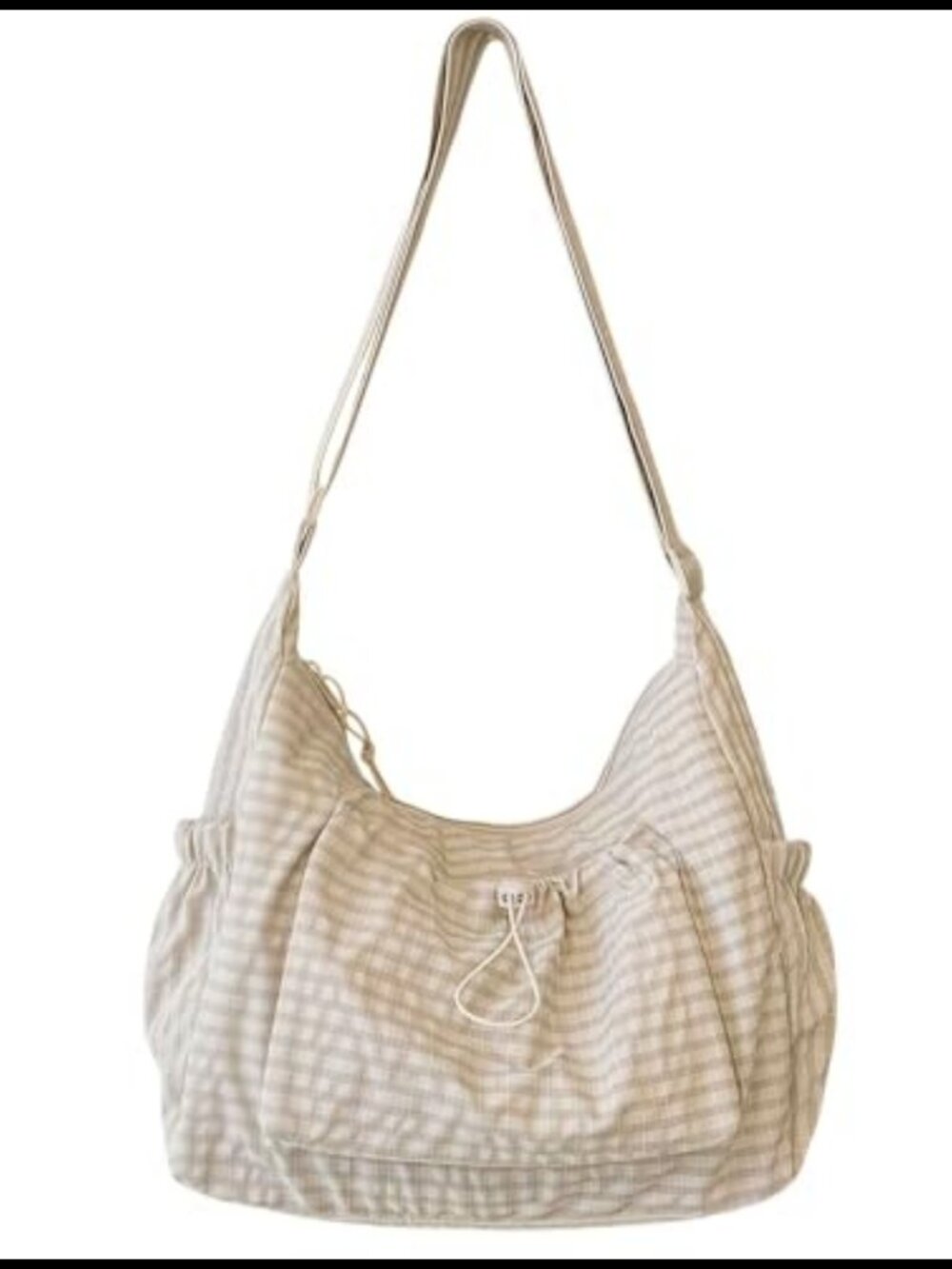 Winatehr Plaid Nylon Slouchy Hobo Crossbody Bag Cute Messenger Purse